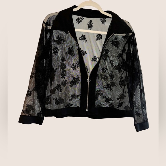 Black Rosette Mesh Jacket - Picture 1 of 4